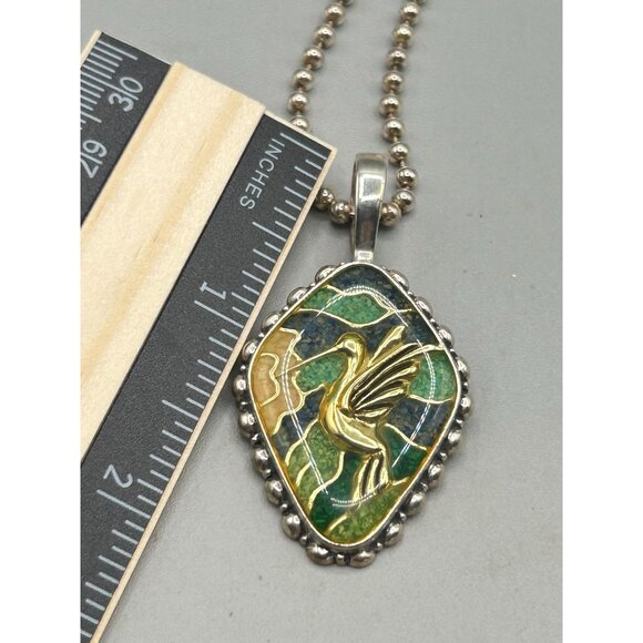 Carolyn Pollack Hummingbird Pendant Necklace Silver 925 Relios Crushed Turquoise - Picture 7 of 7